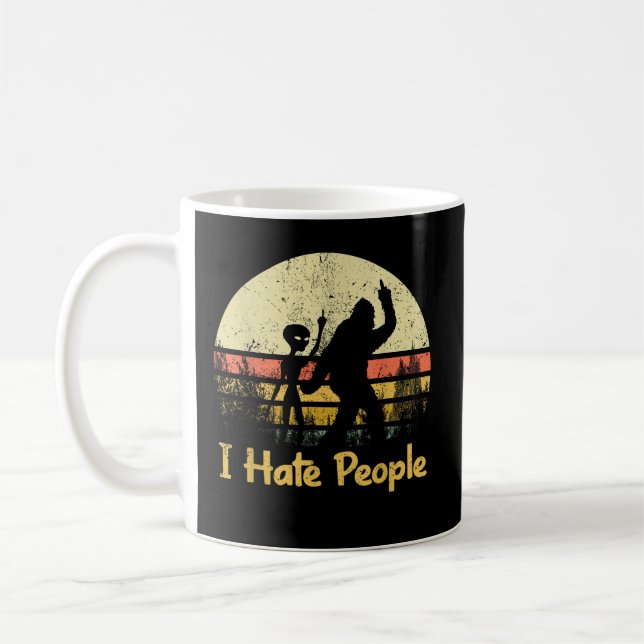 Caneca De Café engraçado eu odeio pessoas  (Esquerda)