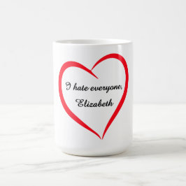 Caneca De Café Engraçado Eu Odeio Todos Nome Personalizado Cor Mu