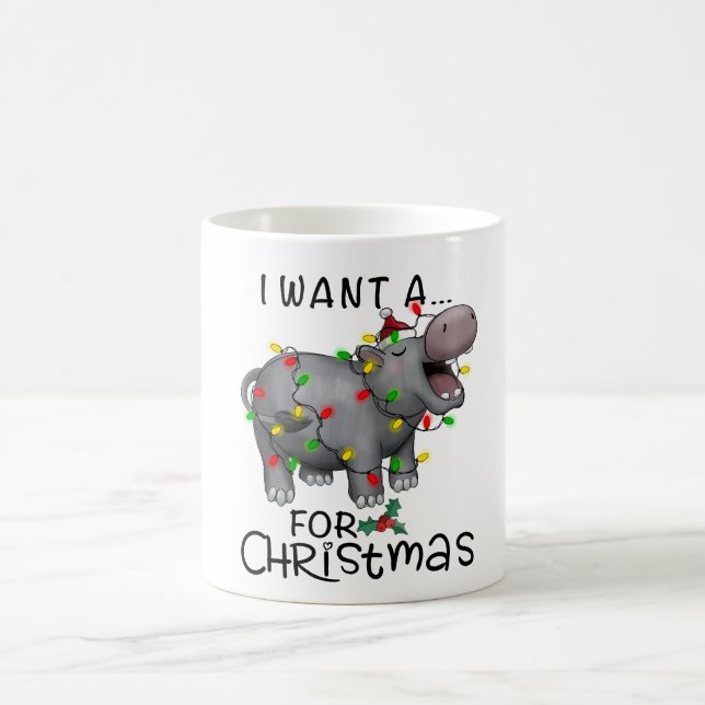 Caneca De Café Engraçado Eu Quero Um Hippo Para O Natal (Centro)