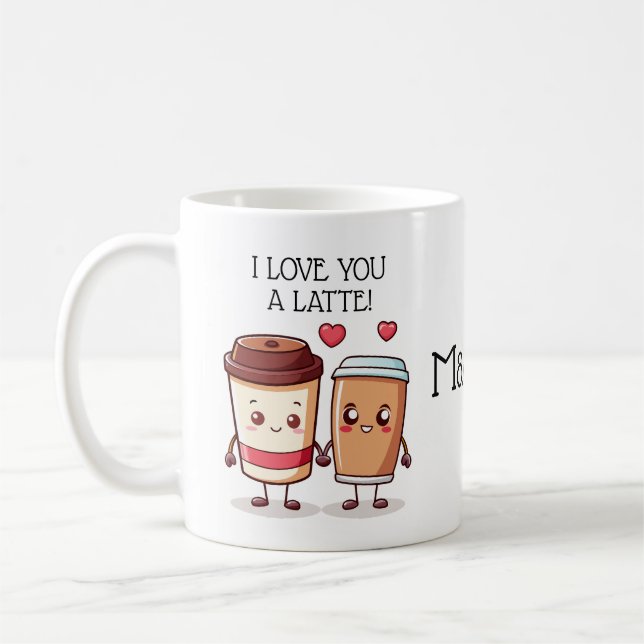 Caneca De Café Engraçado Eu Te Amo Um Latte (Esquerda)