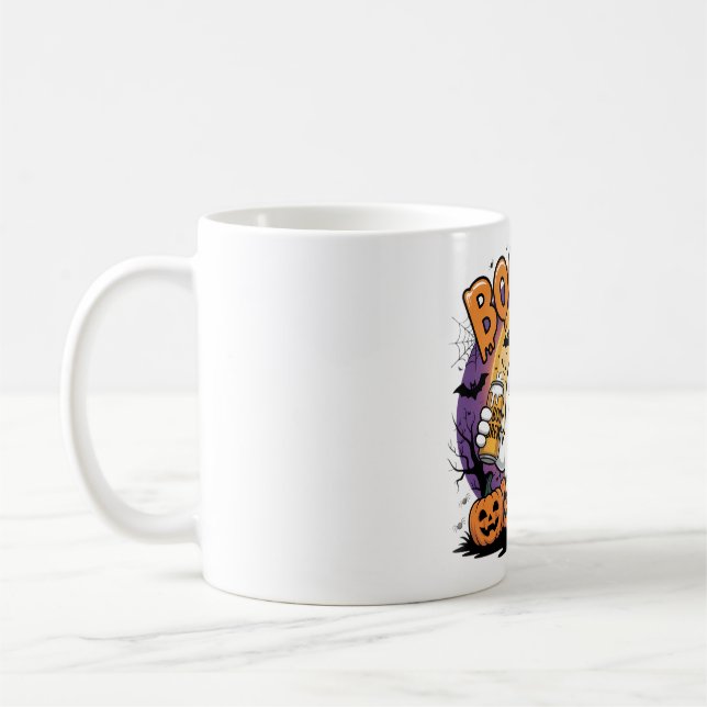 Caneca De Café Engraçado Fantasma "Boosch" Design de Halloween (Esquerda)
