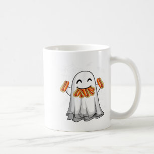 Caneca De Café Engraçado Fantasma Comendo Hotdog Feliz Figurino d