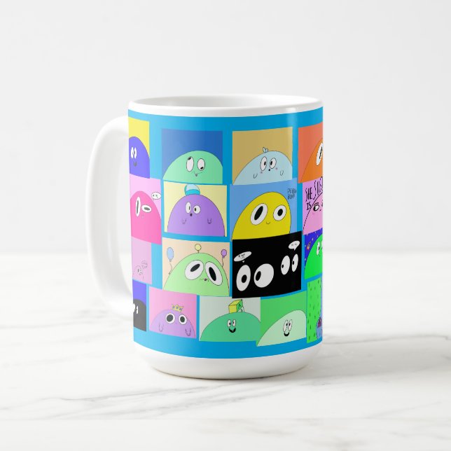 Caneca De Café Engraçado, Feliz e Feliz Cartoons de Blob (Frente Esquerda)