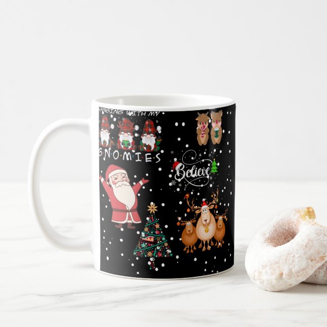 Caneca De Café Engraçado Feriado de Natal Mug (Com Donut)