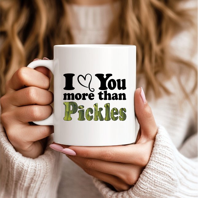 Caneca De Café Engraçado Fofo Eu Te Amo Mais Do Que Picles (Criador carregado)