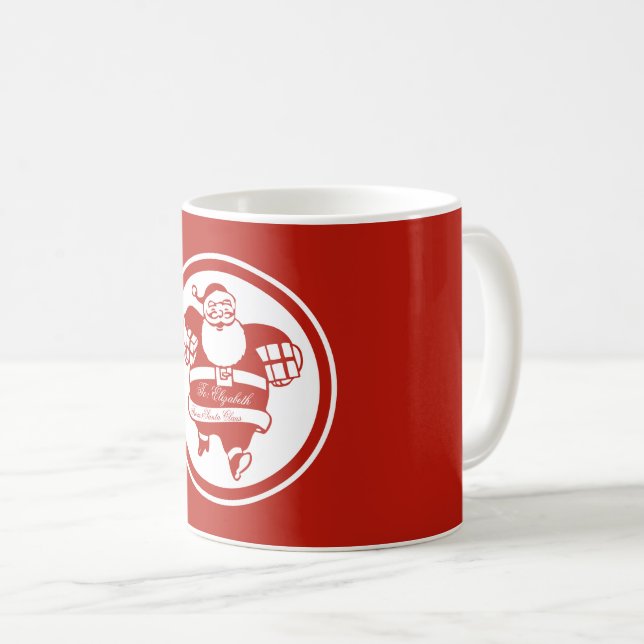 Caneca De Café Engraçado Frio Papai Noel Vermelho Nome Personaliz (Frente Esquerda)