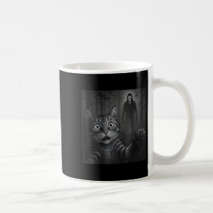 Caneca De Café Engraçado Gato Selfie Com Ghost Halloween Assustad