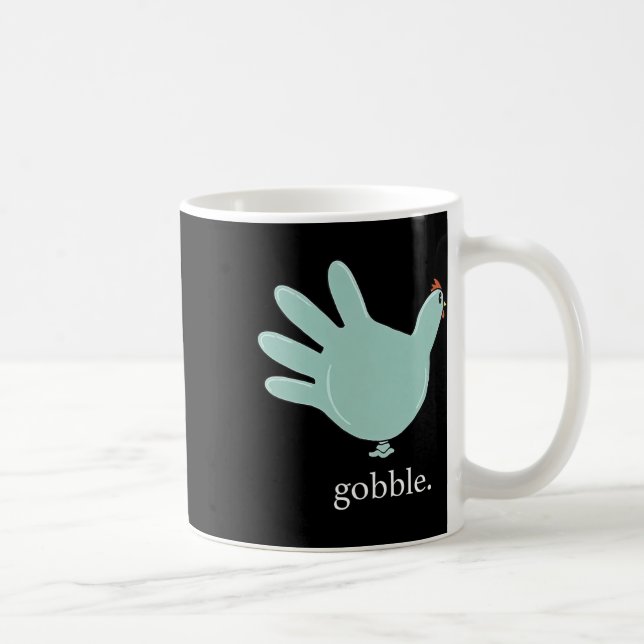 Caneca De Café Engraçado Gobble Turkey Glove Medical Nures Thanks (Direita)