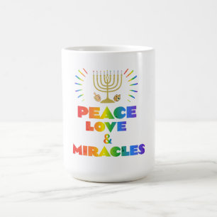 Caneca De Café engraçado Hanukkah Peace Love & Miracle