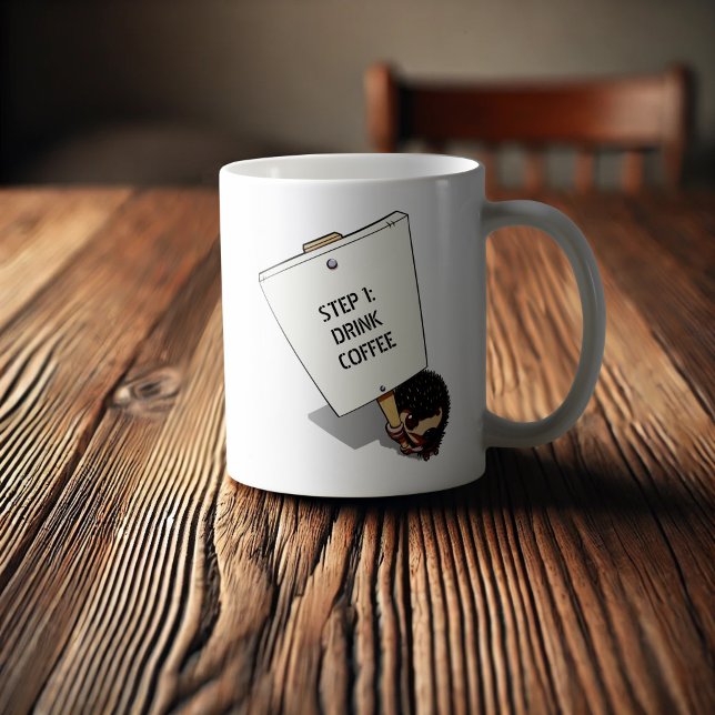 Caneca De Café Engraçado Hedgehog Cartoon Protestante com Placard (Criador carregado)