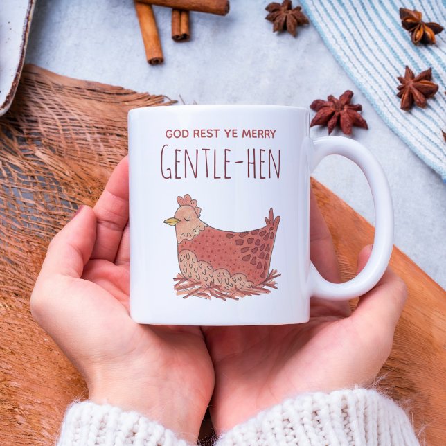 Caneca De Café Engraçado Hen Chicken Pun De Natal (Criador carregado)