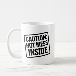 Caneca De Café Engraçado "Hot Mess Dentro" Mug - Café Humor Cup
