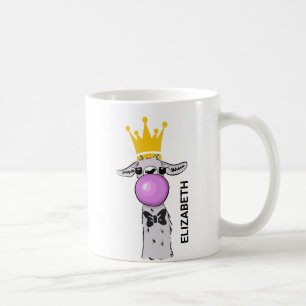 Caneca De Café Engraçado Ilustração do Llama soprando uma bolha r