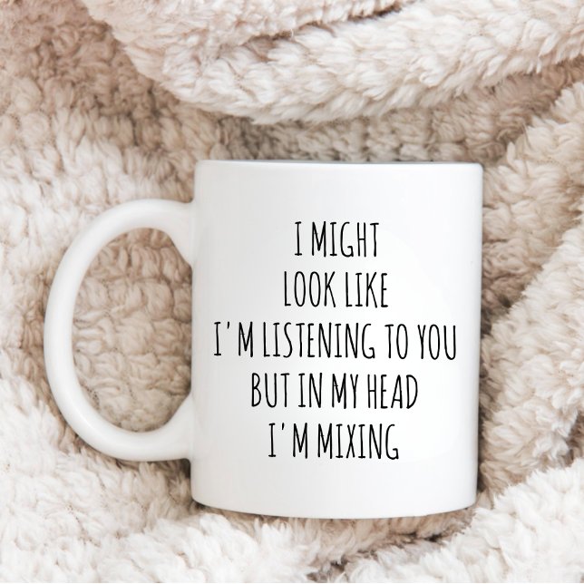 Caneca De Café Engraçado Jockey De Disco Personalizado, Pensando  (Criador carregado)