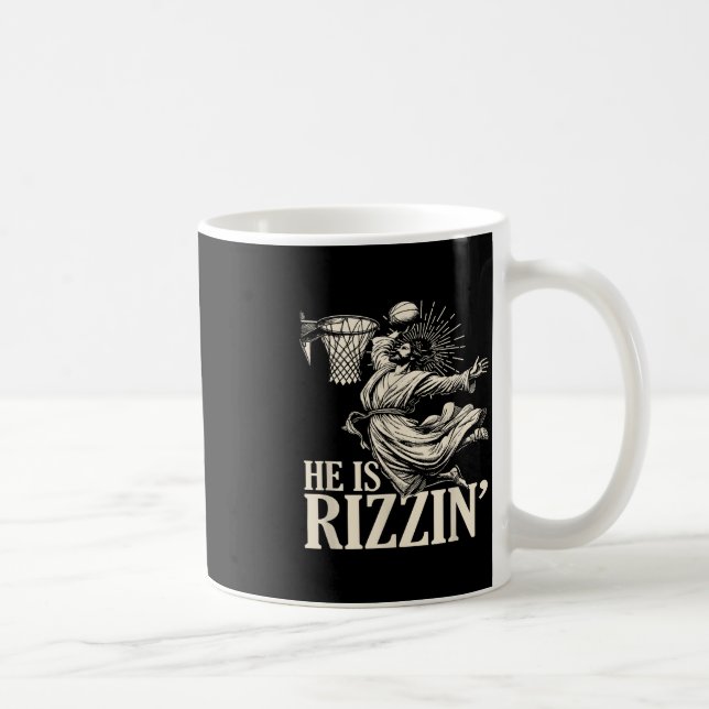 Caneca De Café Engraçado Jogando Páscoa De Basquete Ele É Rizzin (Direita)