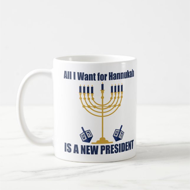 Caneca De Café Engraçado Judeu Anti-Trump Político Hanukkah (Esquerda)