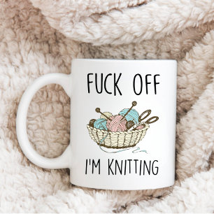 Caneca De Café Engraçado Knitter Cotação, F*ck, estou tricotando