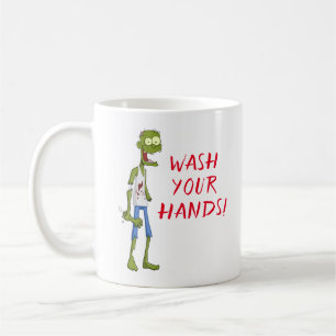 Caneca De Café Engraçado Lave Suas Mãos Zumbi