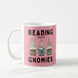 Caneca De Café Engraçado Livro Lover Lendo Com Meus Gnomos