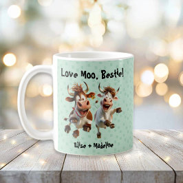 Caneca De Café Engraçado "Love Moo Bestie" Personalizado Melhor A