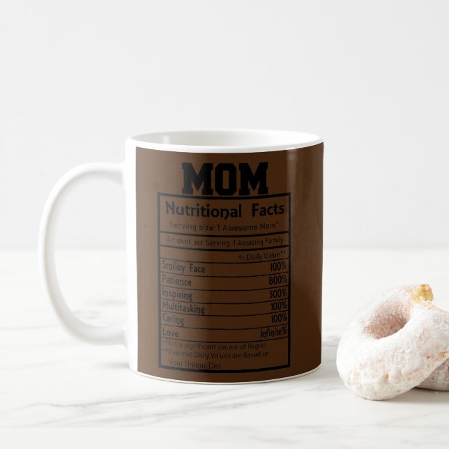Caneca De Café Engraçado Mãe Fatos Nutricionais Incríveis  (Com Donut)
