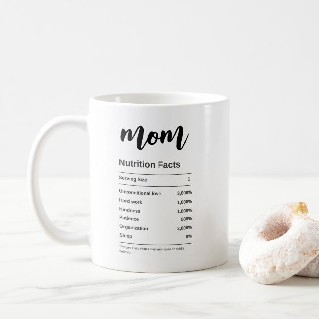 Caneca De Café Engraçado Mãe Nutrição Fala Preto E Branco (Com Donut)