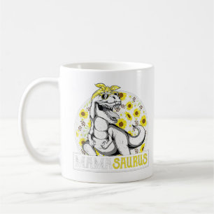 Caneca De Café Engraçado Mama Saurus Sunflower, Dinossauro Mãe T 