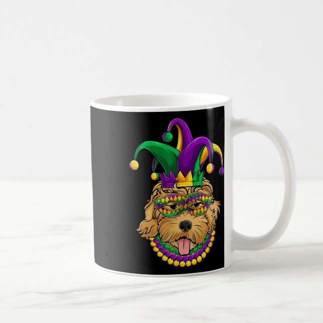 Caneca De Café Engraçado Mardi Gras Dog Roupa (Direita)