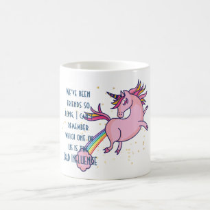 Caneca De Café Engraçado melhor amigo, má influência Unicórni