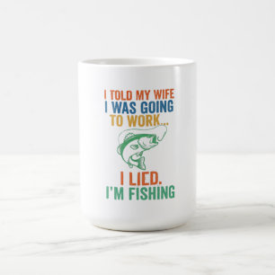 Caneca De Café Engraçado Menti Estou Pescando Marido Pescador Pia