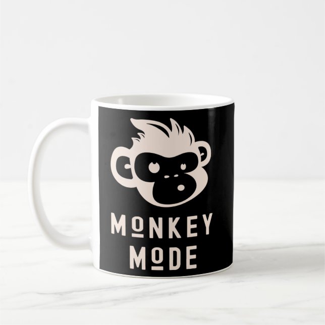 Caneca De Café Engraçado Modo Macaco Legal Chimp Wilmate Primate  (Esquerda)