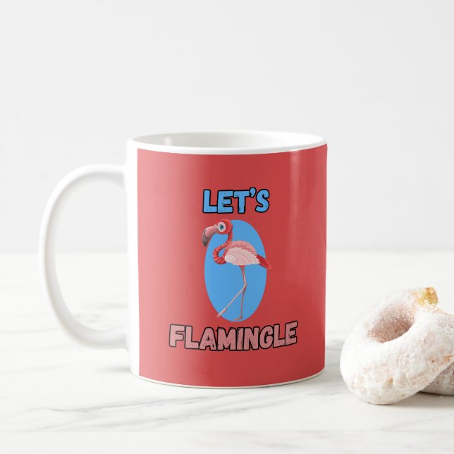 Caneca De Café ENGRAÇADO! Mug - Flamingle de Vamos - Flamingo (Com Donut)
