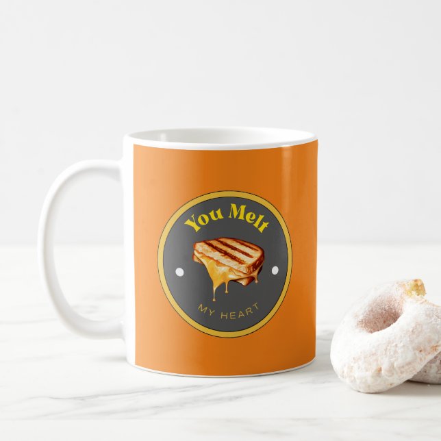 Caneca De Café ENGRAÇADO! Mug - Você Derrete Meu Coração - Queijo (Com Donut)
