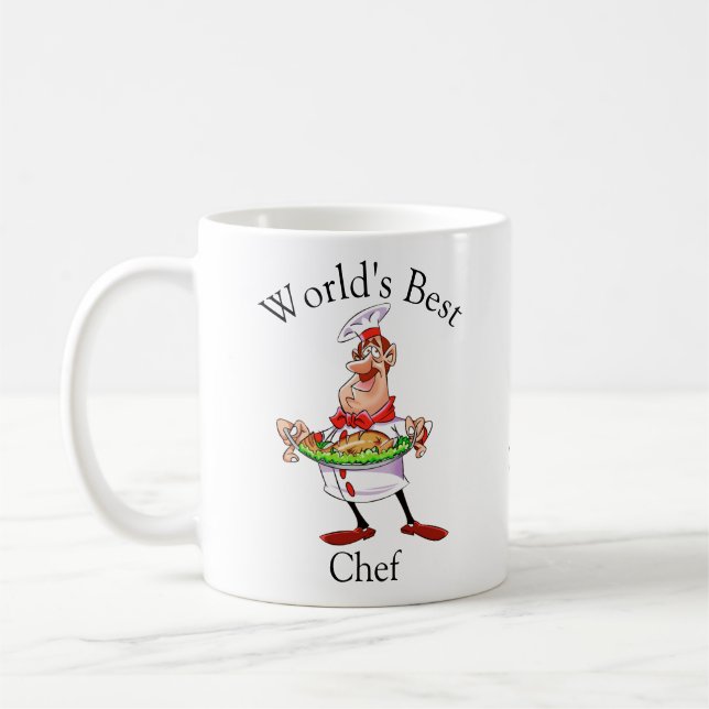 Caneca De Café Engraçado Mundo Personalizado Melhor Chef (Esquerda)