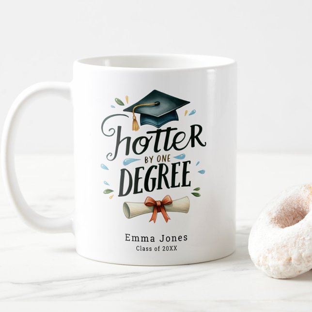 Caneca De Café Engraçado Não Entender Nada De Graduação Personali (Funny Hotter by One Degree Graduation Coffee Mug, Class of 2025, Personalized with Name, Trendy)
