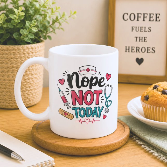 Caneca De Café Engraçado Não Hoje  (Criador carregado)