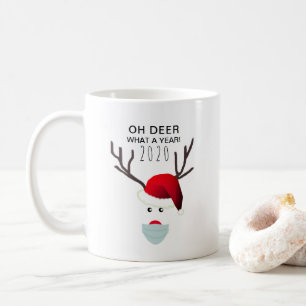 Caneca De Café Engraçado Natal De 2020, Covid Reindeer In Face M