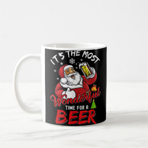 Caneca De Café Engraçado Natal Santa Claus Bebendo Beer Wonderfu