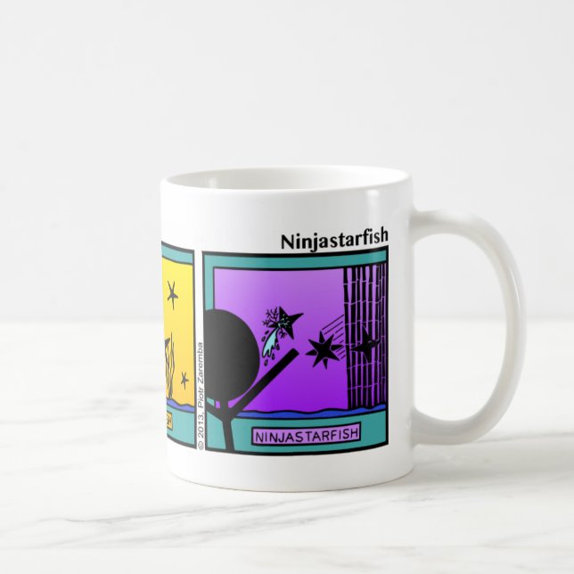 Caneca De Café Engraçado Ninja Starfish Stickman Mug - 103 (Direita)