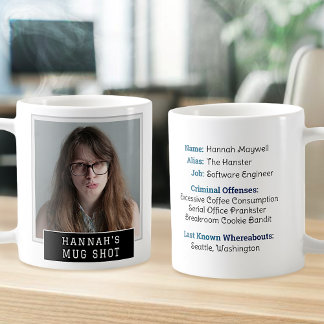 Caneca De Café Engraçado Novelty Mugshot Personalizado Foto e Tex
