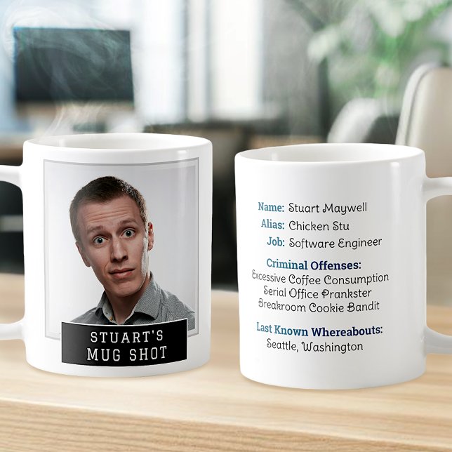 Caneca De Café Engraçado Novelty Mugshot Texto Personalizado e Fo (Criador carregado)