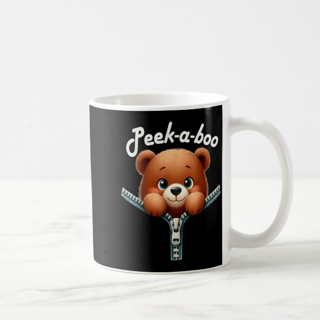 Caneca De Café Engraçado - Olá, eu estou aqui - Urso  (Direita)