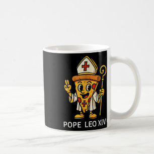 Caneca De Café Engraçado papa americano Leo Xiv Pizza Slice Carto