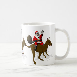 Caneca De Café Engraçado Papai Noel Andando Em Kangaroo