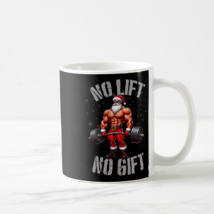 Caneca De Café Engraçado Papai Noel Levantando Peso Sem Levantame