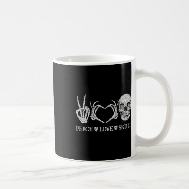 Caneca De Café Engraçado Paz Amor Caveira Mão de Halloween (Direita)