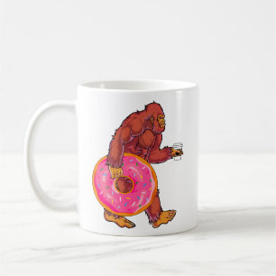 Caneca De Café Engraçado Pé Grande Andando com Grande Rosquinha e