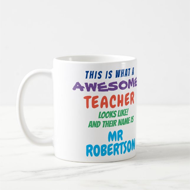 Caneca De Café Engraçado, Personificado Professor Fantástico Gift (Esquerda)