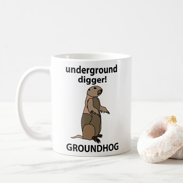 Caneca De Café Engraçado Pet Groundhog (Com Donut)