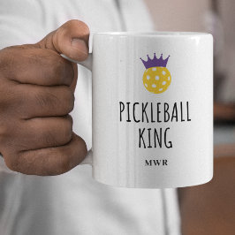 Caneca De Café Engraçado Pickleball King, Monograma Personalizado